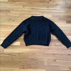 Mango Black Speckled Turtleneck Sweater